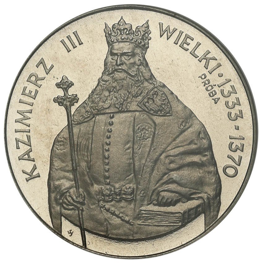 PRL. PRÓBA Nikiel. 1.000 złotych 1987 Kazimierz III Wielki półpostać